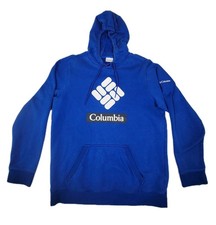 Columbia Mens Trek Graphic Fleece Hoodie Sz Large Blue White Outdoor Athleisure
