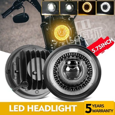 Black 5-3/4'' 5.75'' inch LED Headlights Hi/Lo Start-up DRL For Motorcycle Motor