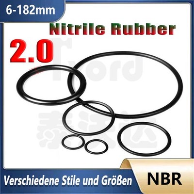 O Ringe Nitrilkautschuk Öl Resistent Draht Durchmesser 2.0mm Dichtring Schwarz