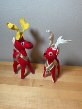 Set Of 2 Vintage Dakin Dream Pets Reindeer Velvet Vintage Christmas Plush Japan