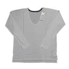 Under Armour Womens Long Sleeve T-Shirt Large White HeatGear Moisture Wicking