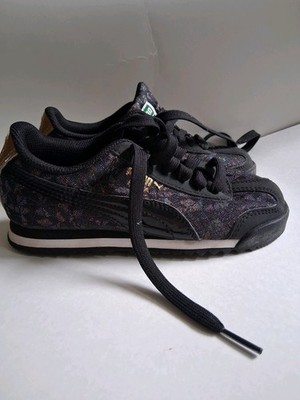 PUMA Roma Kids Sneakers Size 12c Black And With Shimmer 
