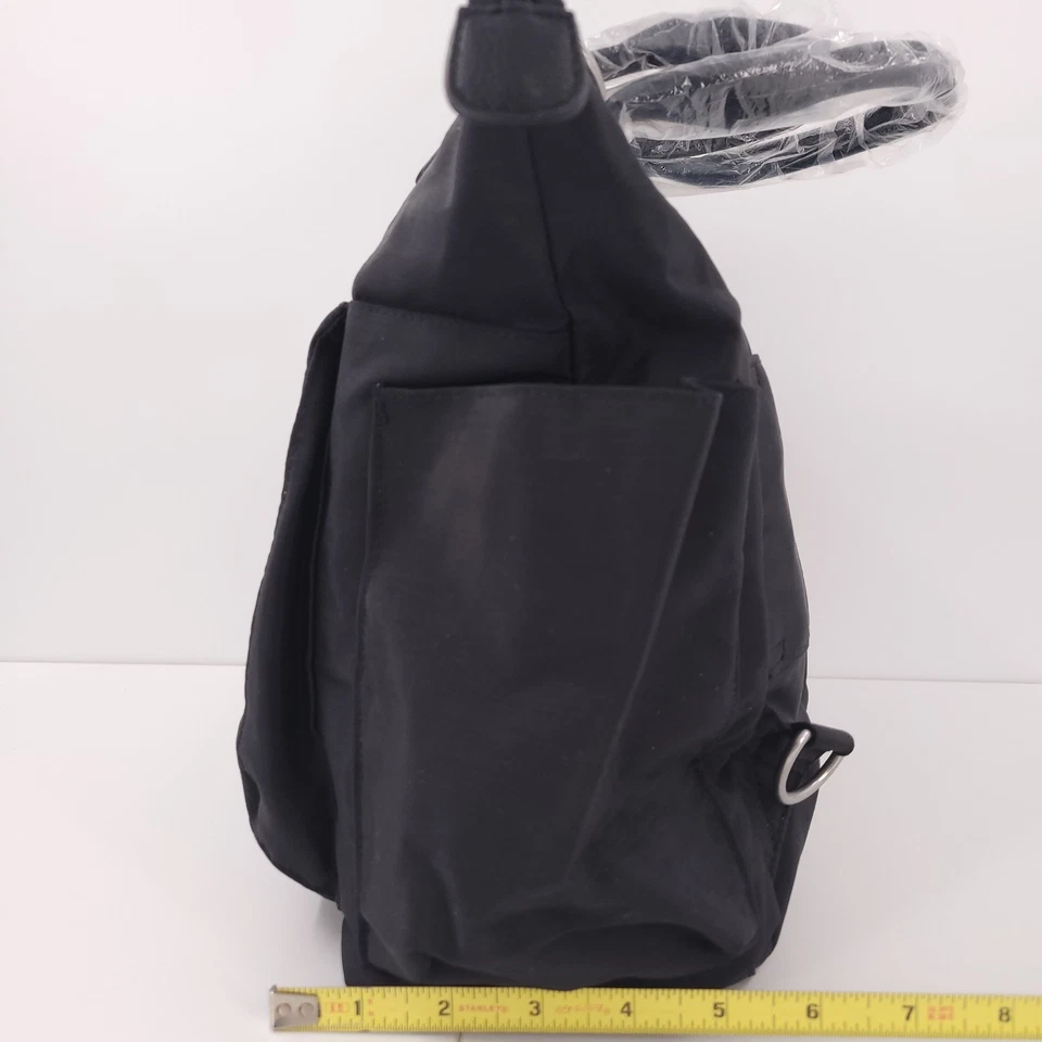 Baggallini 3 en 1 Mochila Convertible Bolso de Mano Negro Grande Plateado RFID Muñequera Foto 3 de 4