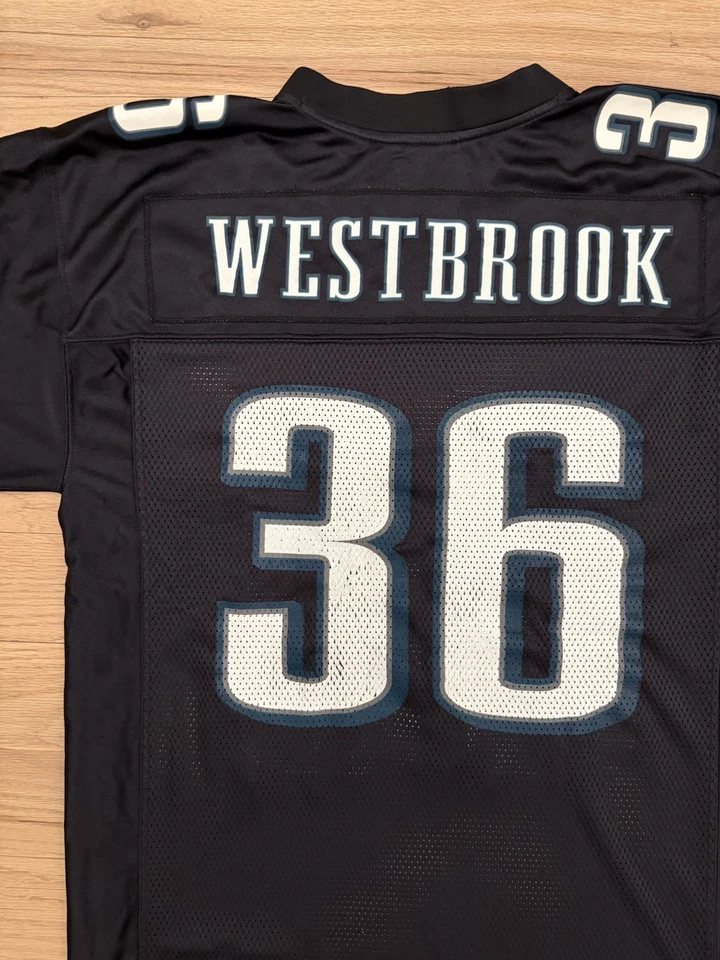 Camiseta Reebok Masculina Vintage Philadelphia Eagles NFL Brian Westbrook #36 Tamanho M Preta - Imagem 4 de 4