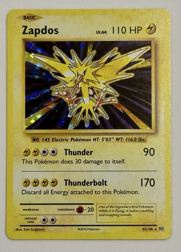 Pokemon Zapdos 42/108 HOLO Rare XY Evolutions
