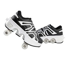 2-in-1 Roller Skate Shoes - Unisex Retractable Roller Skates with 4 Wheels,Sk...