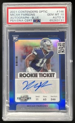 2021 Contenders Optic Blue #146 Micah Parsons RC Rookie Auto /99 PSA 10