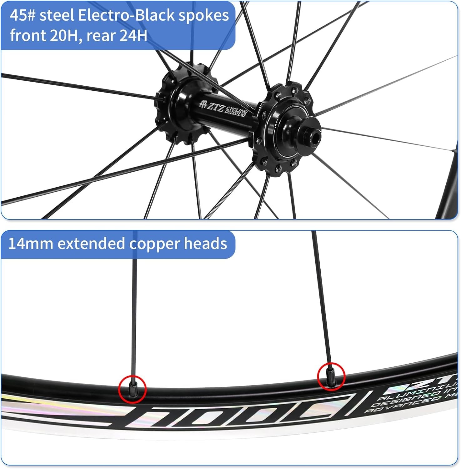 ZTZ 700C Road Bike Wheelset, Ultralight Aluminum Alloy 30mm Road Bike Wheel