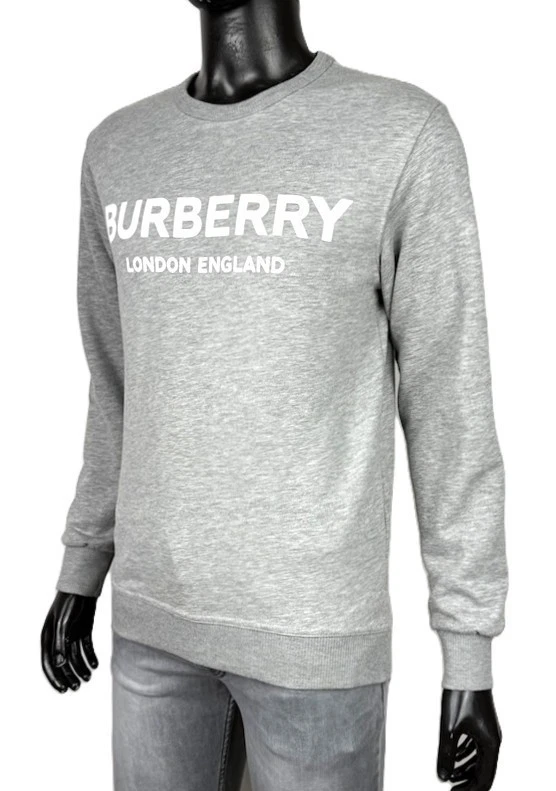 Burberry Sweat-shirt homme gris col logo Londres Angleterre coton - Photo 3/4