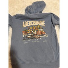 Abercrombie Kids Blue Relaxed Fit Graphic Hoodie Sweatshirt Size 11/12