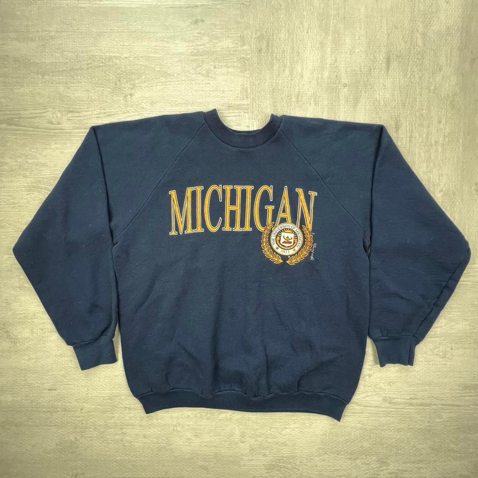 Vintage 90s Michigan Wolverine Sweatshirt Size: XL Blue Yellow NCAA College
