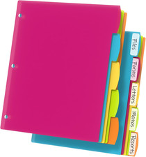 3 Ring Binder Dividers with Tabs, 10PCS/2 Set Plastic Dividers for 3 Ring Binder