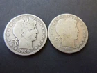 1808-o and 1911-p Barber Half Dollars 90% Silver  2 Coins
