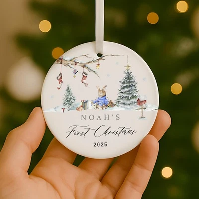 FROM WILLOW Personalised Baby's 1st Christmas Ornament, Baby's First Christmas Decoration