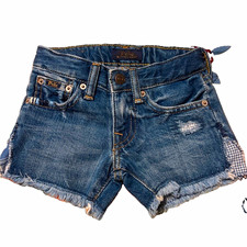 Polo Ralph Lauren Girls Blue Denim Cutoff Shorts Pockets Button size 2
