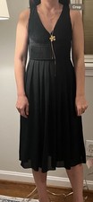 Ann Taylor Women's Black Evening Chiffon Dress