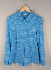 Kettlewell Polo Shirt Womens Large Blue Marled Long Sleeved Stretch Button Up