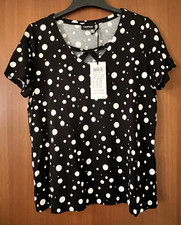Taifun Damen Shirt Gr. 40 schwarz/weiß gepun...