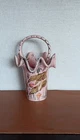 Hull Ceramic Hand Painted Pink Floral Decorative Basket T4 1955