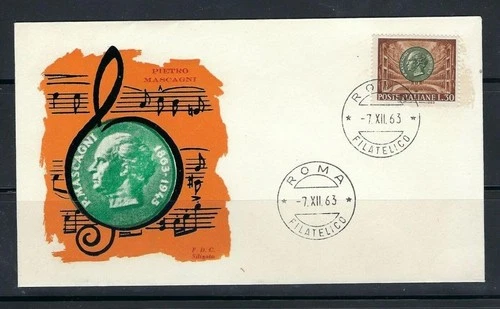 Italy First Day Cover (FDC), Pietro Mascagni (Scott No. 886), 1963