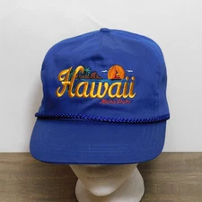 Vtg 1980s 1990s HAWAII The Aloha State Embroidered Graphics Golf Adjustable Hat