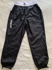 Pantalones de chándal UMBRO pantalones de chándal L cortavientos blanco y negro logotipo para mujer nuevos con etiquetas