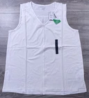 Lands End Tank Top Adult Large 14-16 White Trimmed Sleeveless Shirt Womens