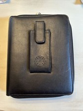 Day Runner 3 Ring  10 " X 8" Notebook Medium Leather Black Zips VTG Day Planner
