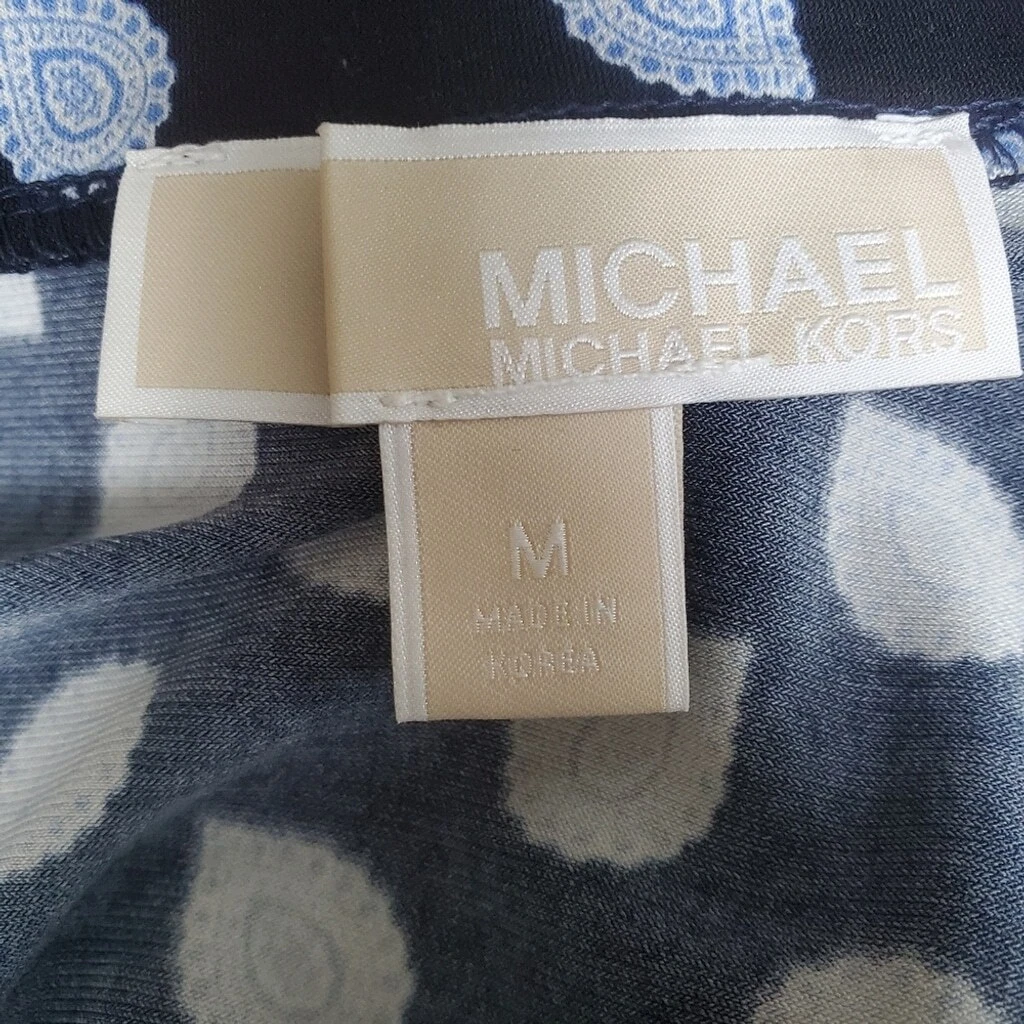 MICHAEL KORS Vestito Blu Mandala Paisley Scollo a Barca Abito Cambio Donna Medium*