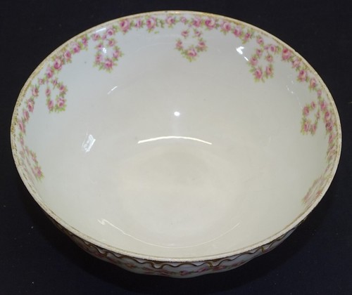 Theo Haviland Schleiger 319 Footed Cranberry or Mayo Bowl - Pink Roses - Picture 2 of 6