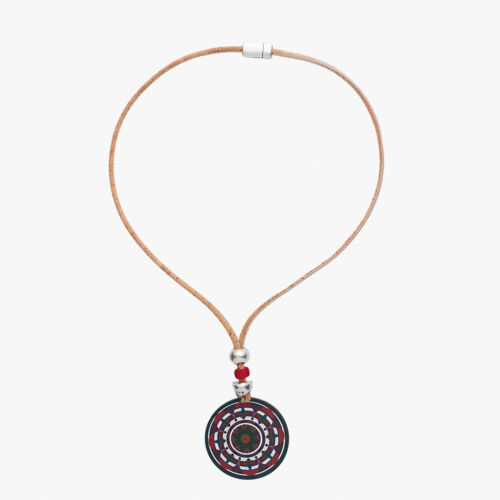 Halskette aus Kork mit rundem Holzelement, Modeschmuck, Schmuck, Kette - Bild 1 von 1