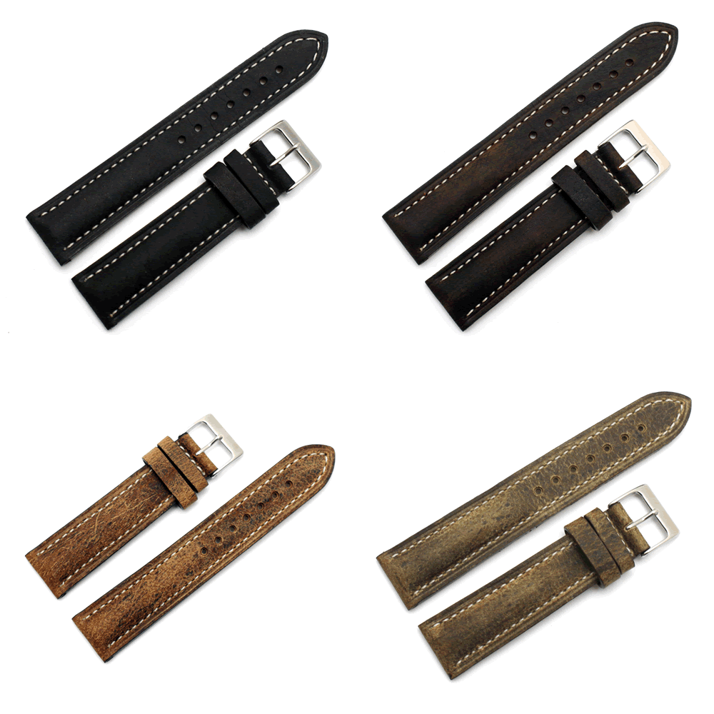 Black, Brown, Dark Brown, Beige Kudu Watch Strap: Antelope Leather