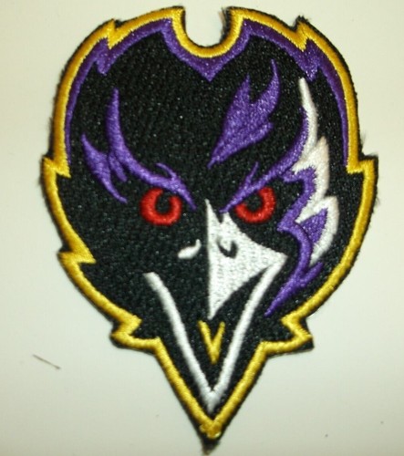 Baltimore Ravens~Face~Embroidered PATCH~3" x 2 3/8"~Iron Sew~FREE Ship  - Afbeelding 1 van 1