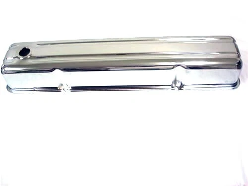 Cubierta de válvula cromada recta de 6 cilindros Chevy 235 en línea con placa lateral 1950-1962 Foto 2 de 4