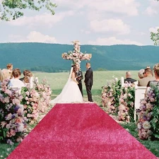 Hot Pink Aisle Runner for Wedding Ceremony 2FTx15FT Bridal Wedding Aisle Runn...