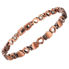 Elegant Heart Solid Copper Magnetic Bracelet Arthritis Pain Balance Energy Joy