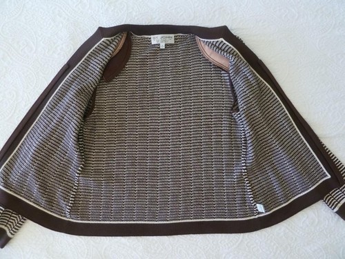 Set 2 pezzi ST JOHN COLLECTION Marie grigio marrone bianco maglia zip cardigan e guscio 6 CE - Foto 21 di 24