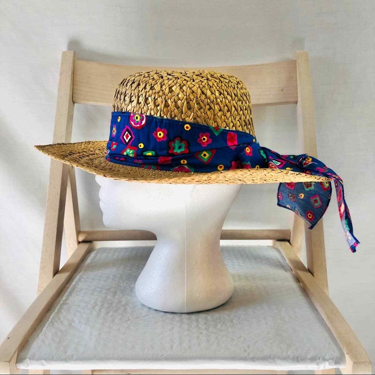 Billie Ross Pink Sun Hat Vintage 80s Top Shaders by Billie Ross Straw Hat with Fabric  main image 4