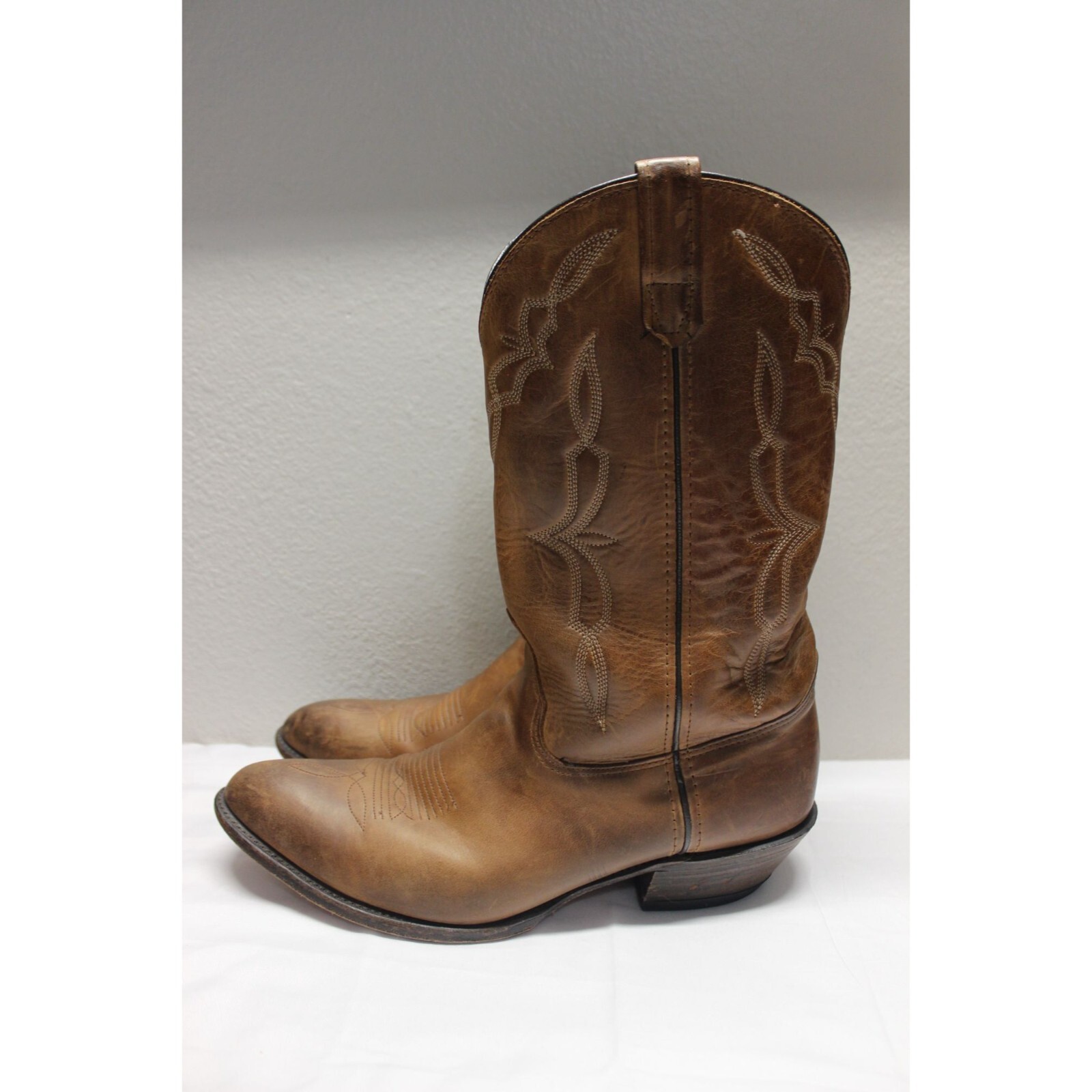 HH Marrón Hombre Bordado Eje Cuero Western Botas Vaqueras 12M
