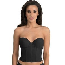 Dominique BLACK Brianna Low-Back Strapless Longline Bra, US 34D, UK 34D