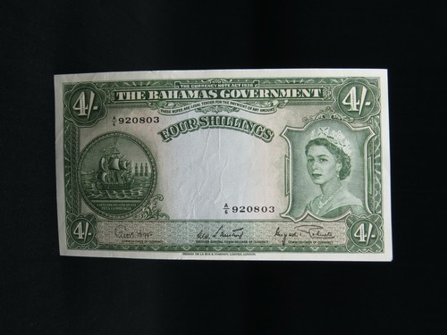 4 Four Shillings The Bahamas Government Banknote 1953 Commonwealth A/6 920803 AU - Picture 8 of 11