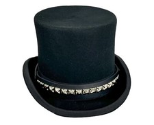 Goth Top Hat Studded Leather Hat Band Vintage Wool Victorian Mad Hatter Top Hat