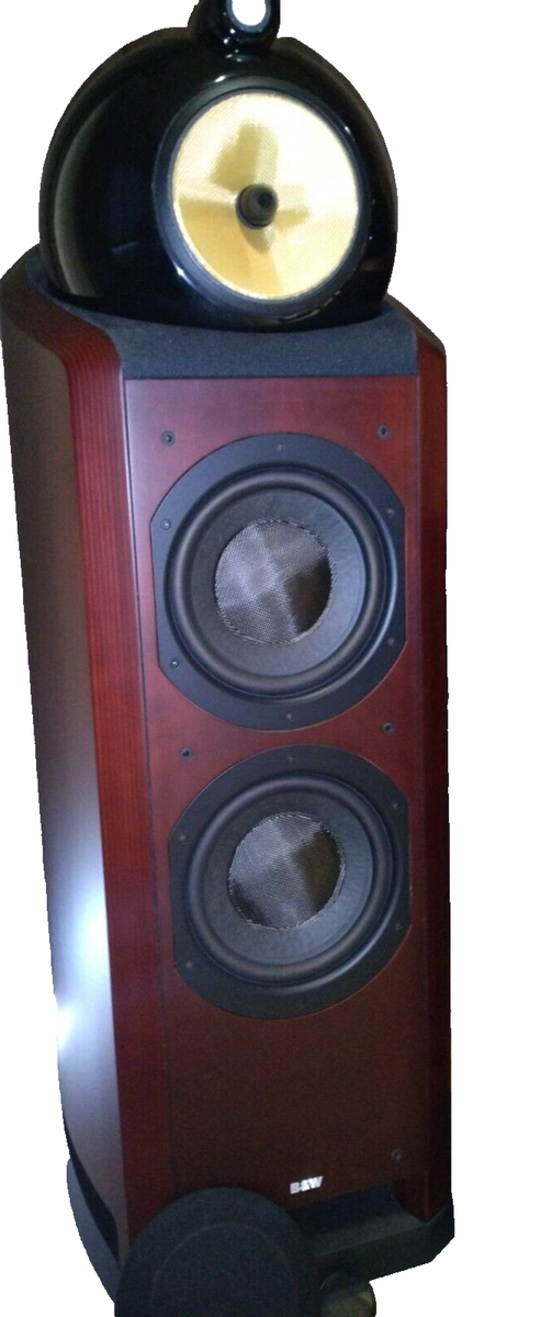 B&W Bowers Wilkins Nautilus 802 Dark Red Cherry Wood Speakers Pair