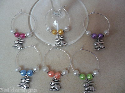 Ostern Weinglas Charms/Serviettenringe 6er Set 8 10 oder 12 Hase