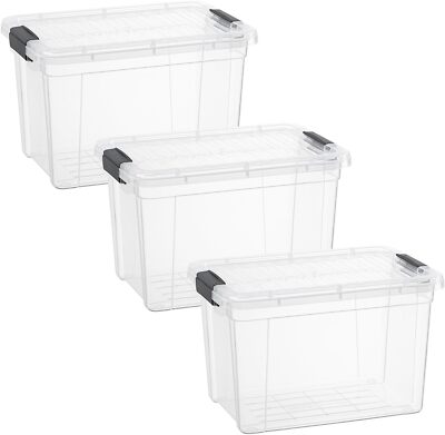 Superio Clear Storage Bins with Lids, 3 Pack- Plastic Storage Boxes - 2.4 Quart