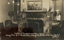 RPPC Postcard Fireplace Scene Rome City IN Real Photo Postcard Vintage Undivided
