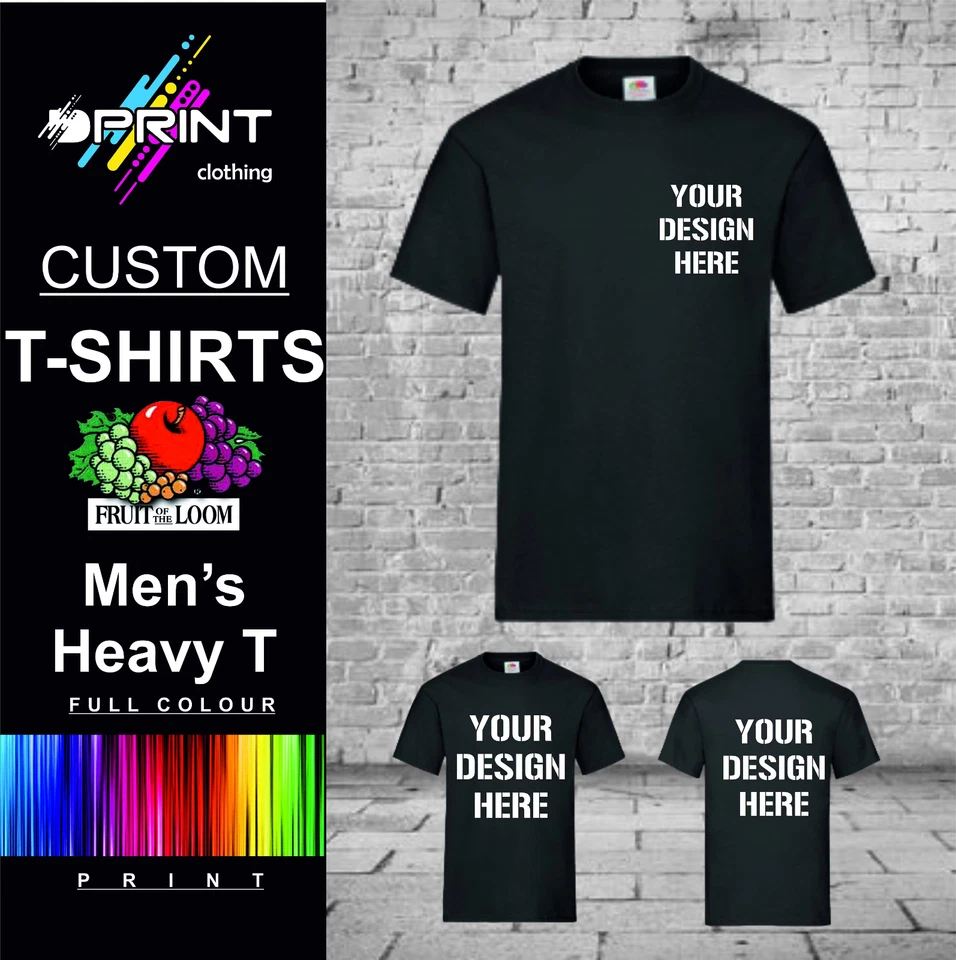 Personalised Custom Printed T-Shirt, Design Your Own Fruit Of The Loom Tee - Image 1 of 4