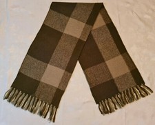 SCARF VINTAGE AUTHENTIC ETIENNE AIGNER PLAID MOHAIR BLEND LONG WOMENS FRINGE