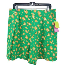 Tabitha Brown Green Leopard Print Shorts Womens Size Large High Waist 6" Inseam