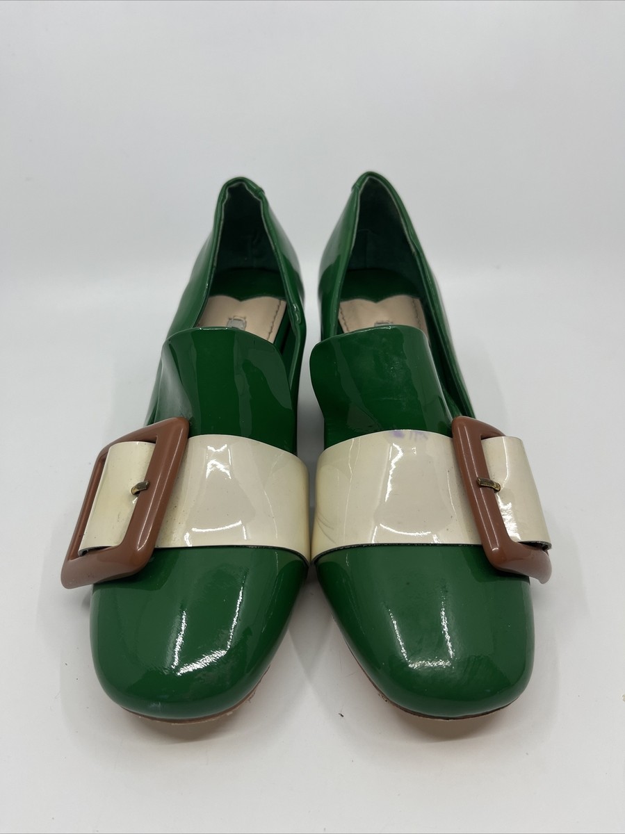 Miuページ Miu Miu // Beige Patent Crystal Block Heel – VSP Consignment